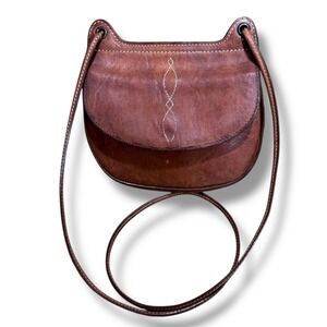 Vintage Ann Taylor Brown Leather Crossbody Bag Made in Italy